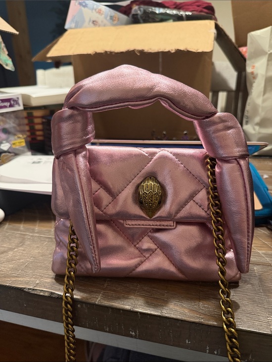 Kurt Geiger Handbags - Kurt Geiger Metallic Pink Quilted Chain-Handle Shoulder Bag